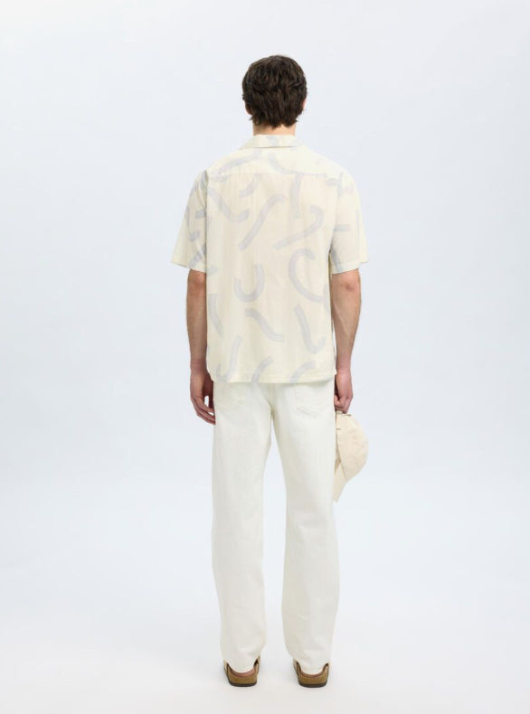 SLHRELAXAIR MIX SHIRT - Egret/Line