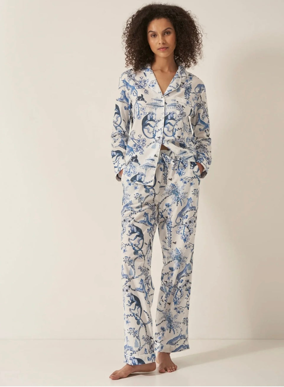 Women’s Cotton Pyjama Trouser Set -Chinoiserie