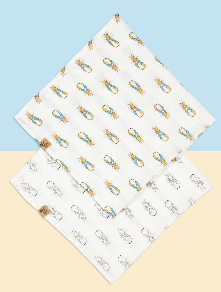Peter Rabbit Neutral Muslin Squares - Pack Of 2