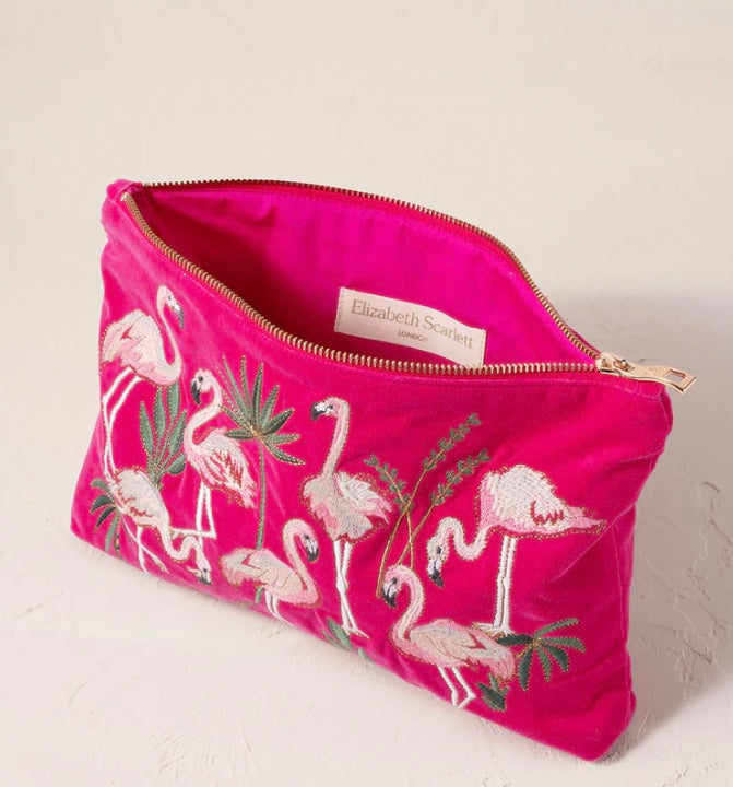 Flamingo Velvet Everyday Pouch - Pink