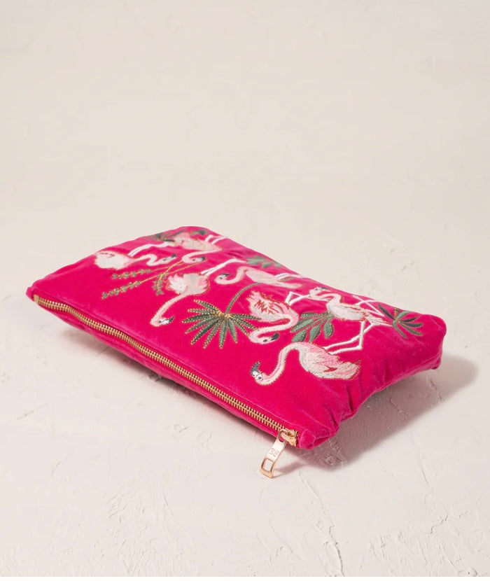 Flamingo Velvet Everyday Pouch - Pink