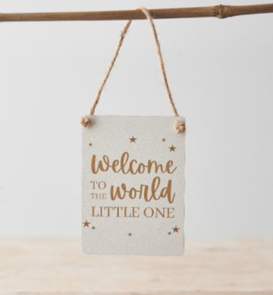 “Welcome To The World “ Mini Metal Sign