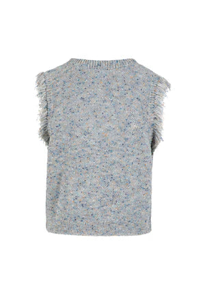 KNIT VEST- Grey Metallic Mix