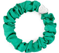 Silver Heart Silk Scrunchie - Jungle Green