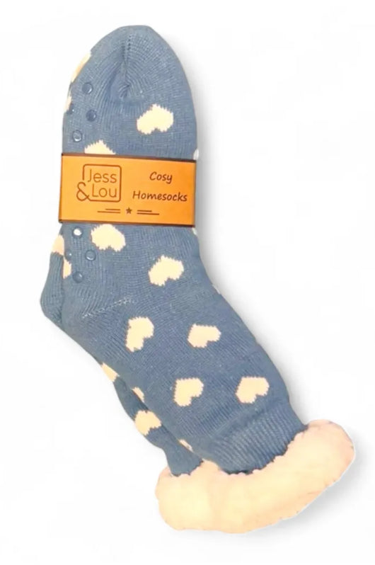 Hearts Fleece Lined Slipper Socks