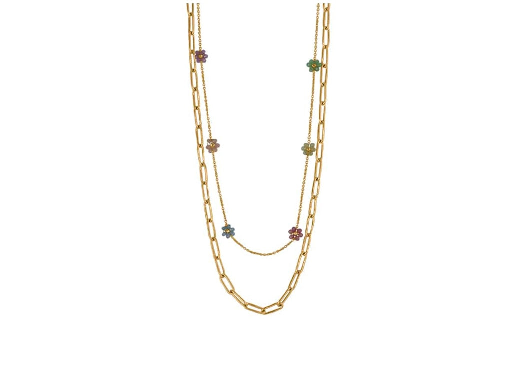 Daphne Two Row Daisy Chain Necklace