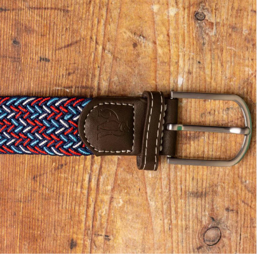 Woven Belt - Blue/Red/White Dot