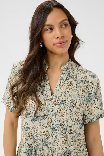 EDASZ SS DRESS - VALLARTA BLUE BRUSHED BLOSSOM