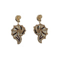 Bronze & White Beaded Spiral Shell Earrings