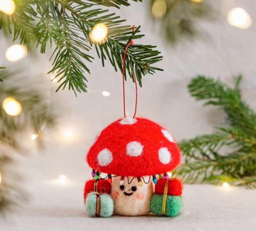 Mushroom and Presents Felt Decoration