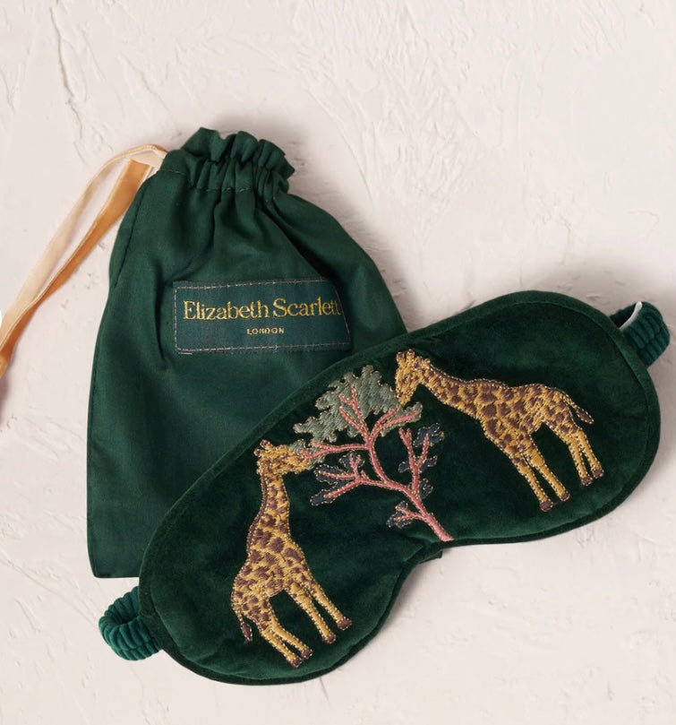 Giraffe Velvet Eye Mask -Forest