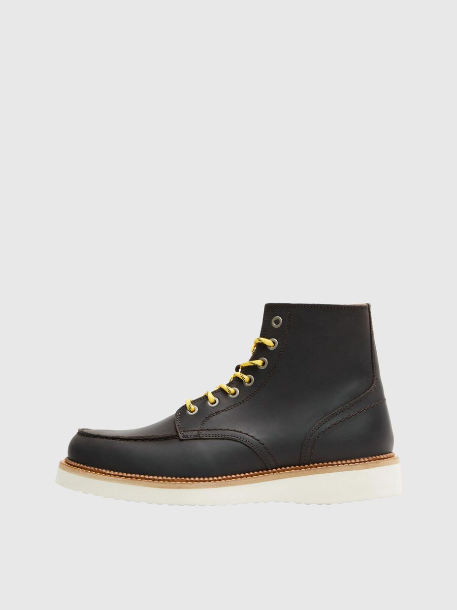 SLHTEO NEW LEATHER MOC-TOE BOOT - Demitasse