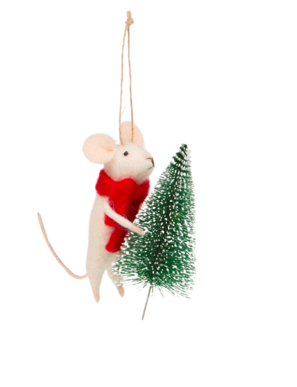 Mouse With Christmas Tree Felt Decoration