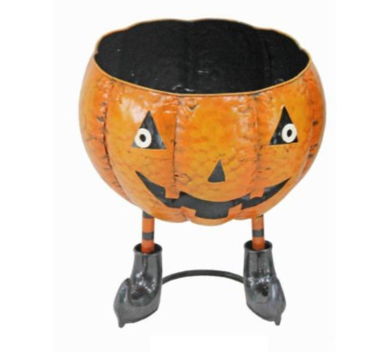 Standing Metal Pumpkin Bowl