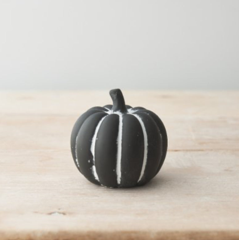 Small Black Cement Pumpkin 8.5cm