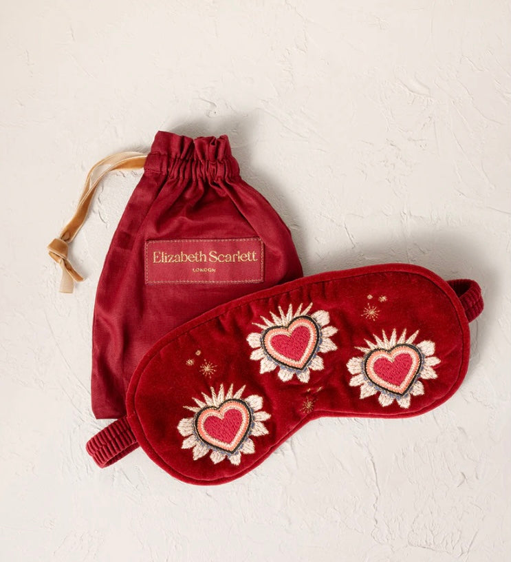 Sacred Hearts Velvet Eye Mask - Rouge