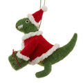 Roarsome Dinosaur Santa Hanging Felt Decoration