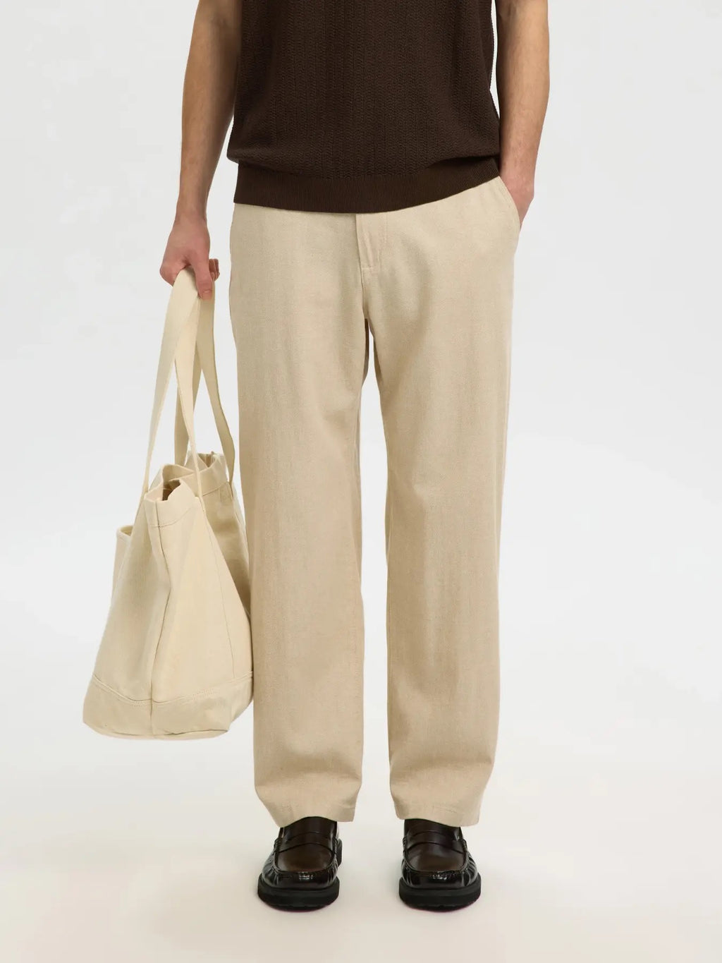 SLH220-LOOSE BRODY LINEN BLD PANT NOOS