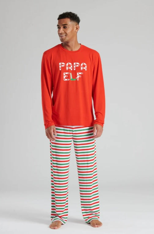 Mens “Papa Elf” Long Sleeve And Long Pant Pyjama