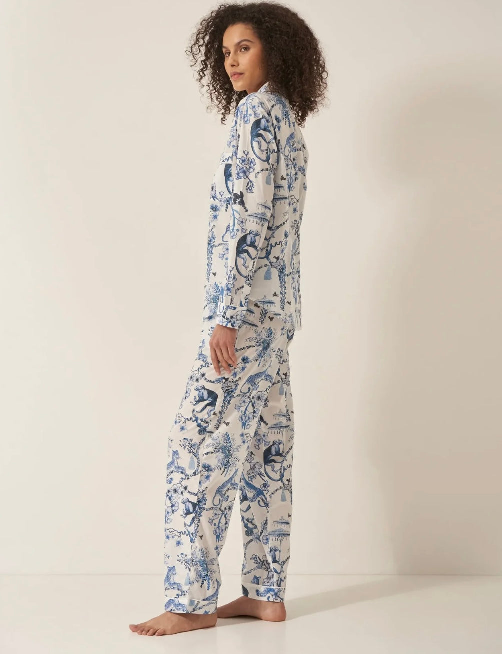 Women’s Cotton Pyjama Trouser Set -Chinoiserie