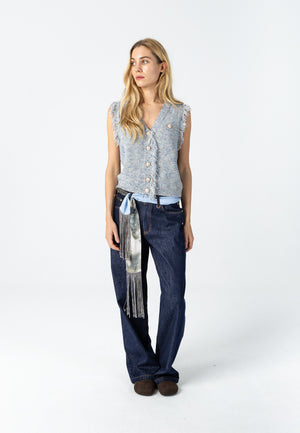 KNIT VEST- Grey Metallic Mix