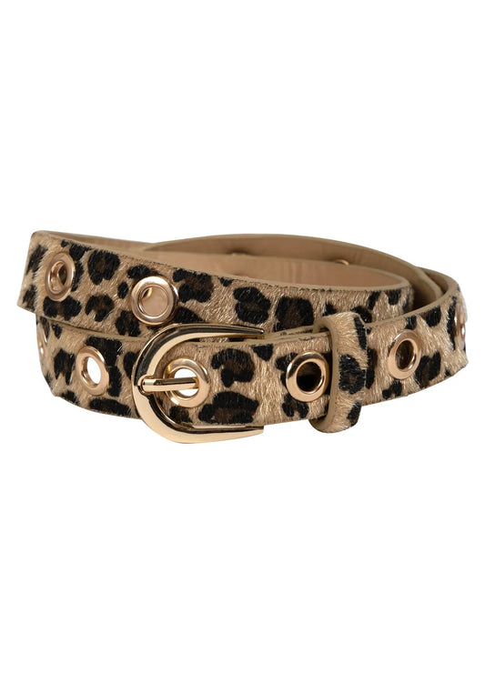Animal Print Belt - Leopard fur