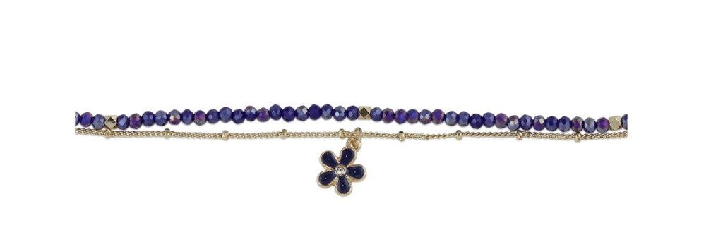 Rebecca Flower Charm Beaded Anklet