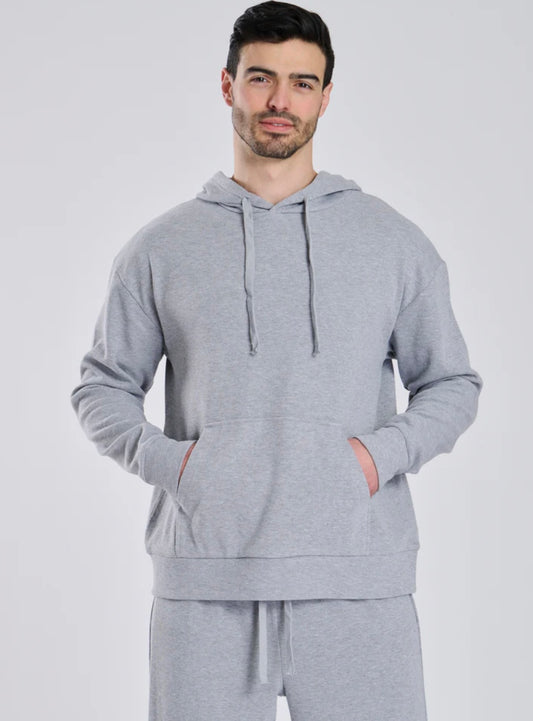 Mens Grey Waffle Lounge Hoodie and Straight Leg Pant Set