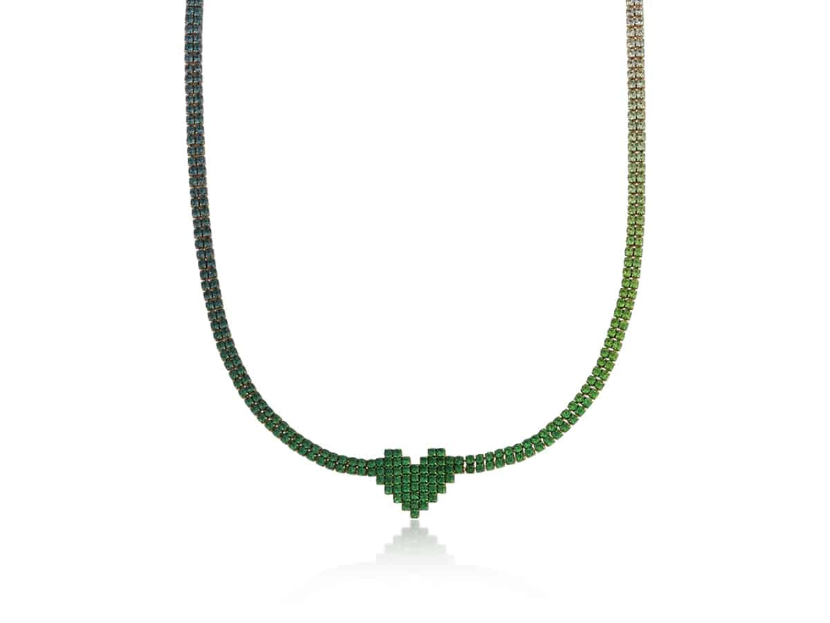 Big Metal London Veronica ombré statement heart diamanté choker necklace