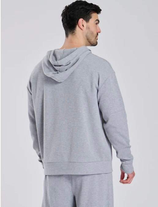 Mens Grey Waffle Lounge Hoodie and Straight Leg Pant Set