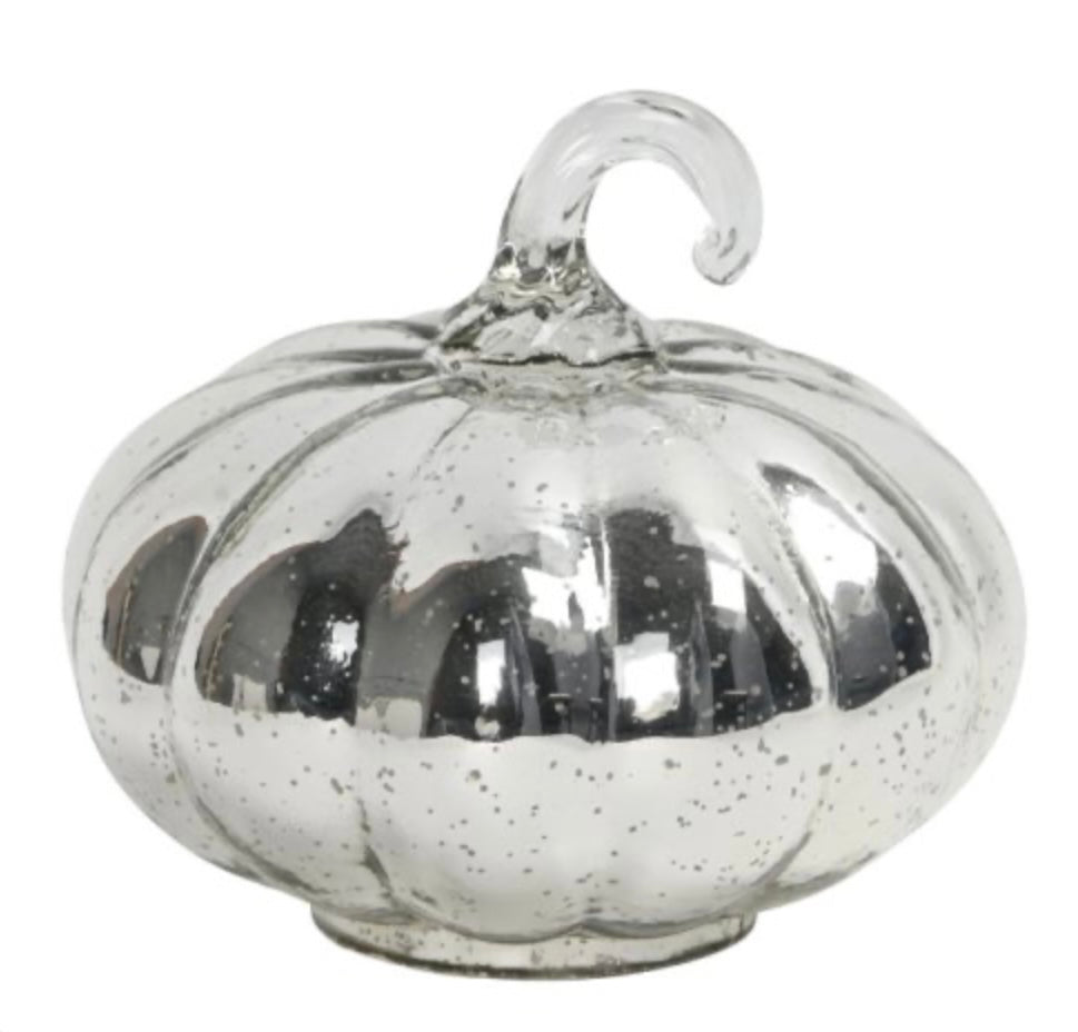 Mirrored silver pumpkin 16cm