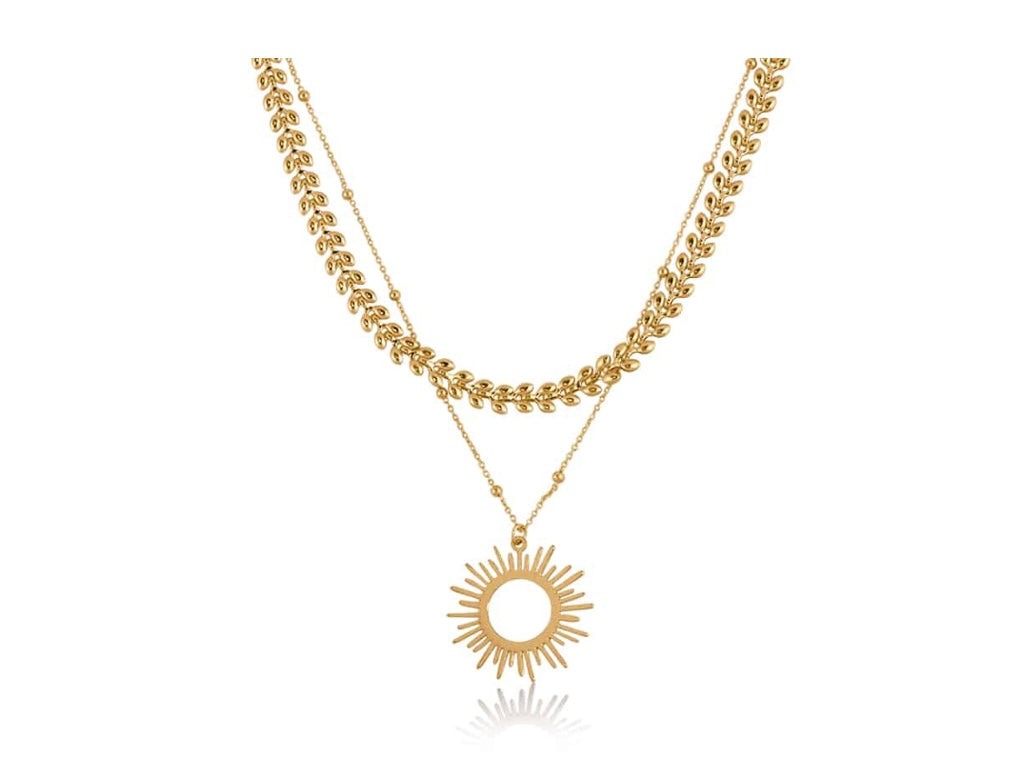 Celena Sunburst 2 Layer Necklace