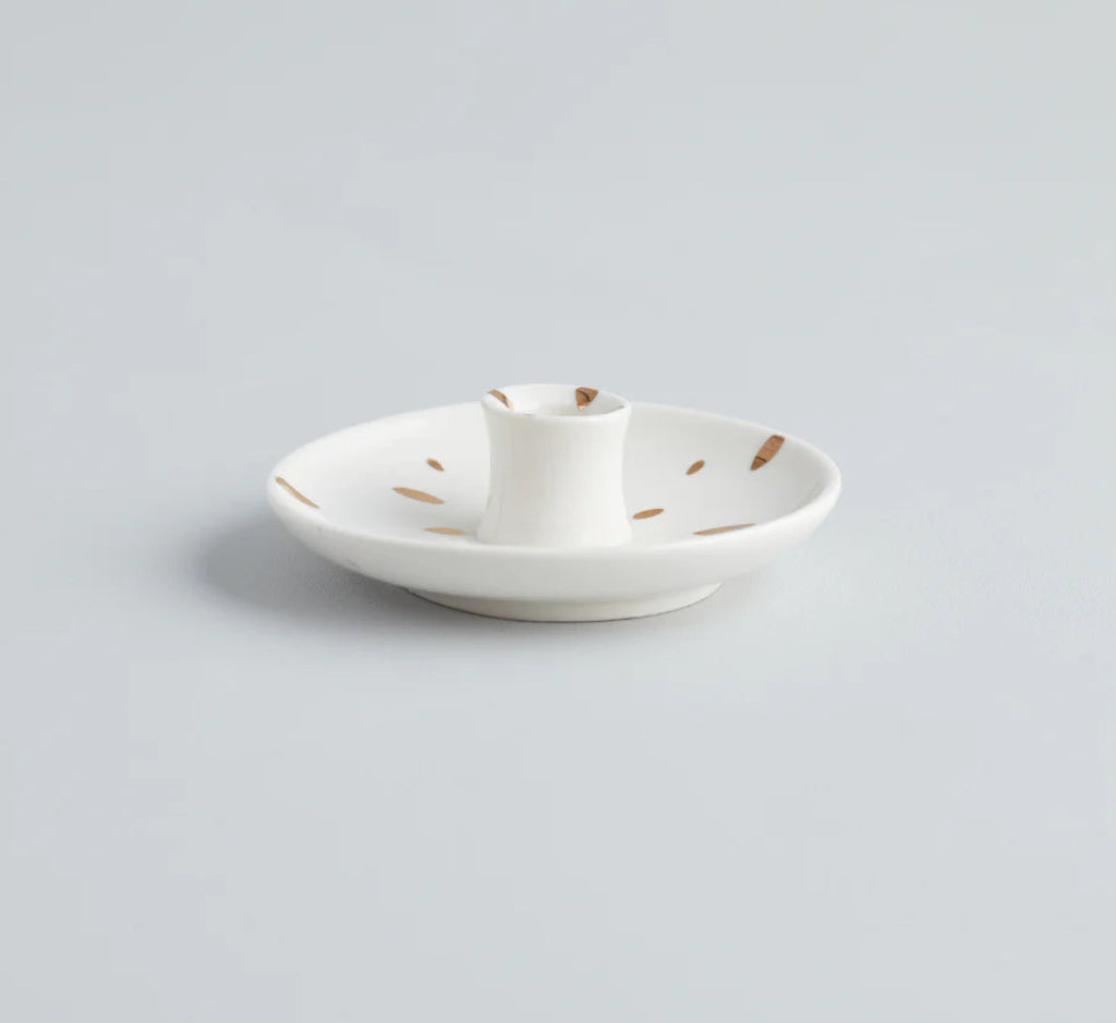 Gold Brushmarks 1/2” Candle Holder