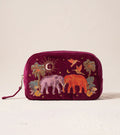 Enchanted Elephant Velvet Makeup Bag-Ruby