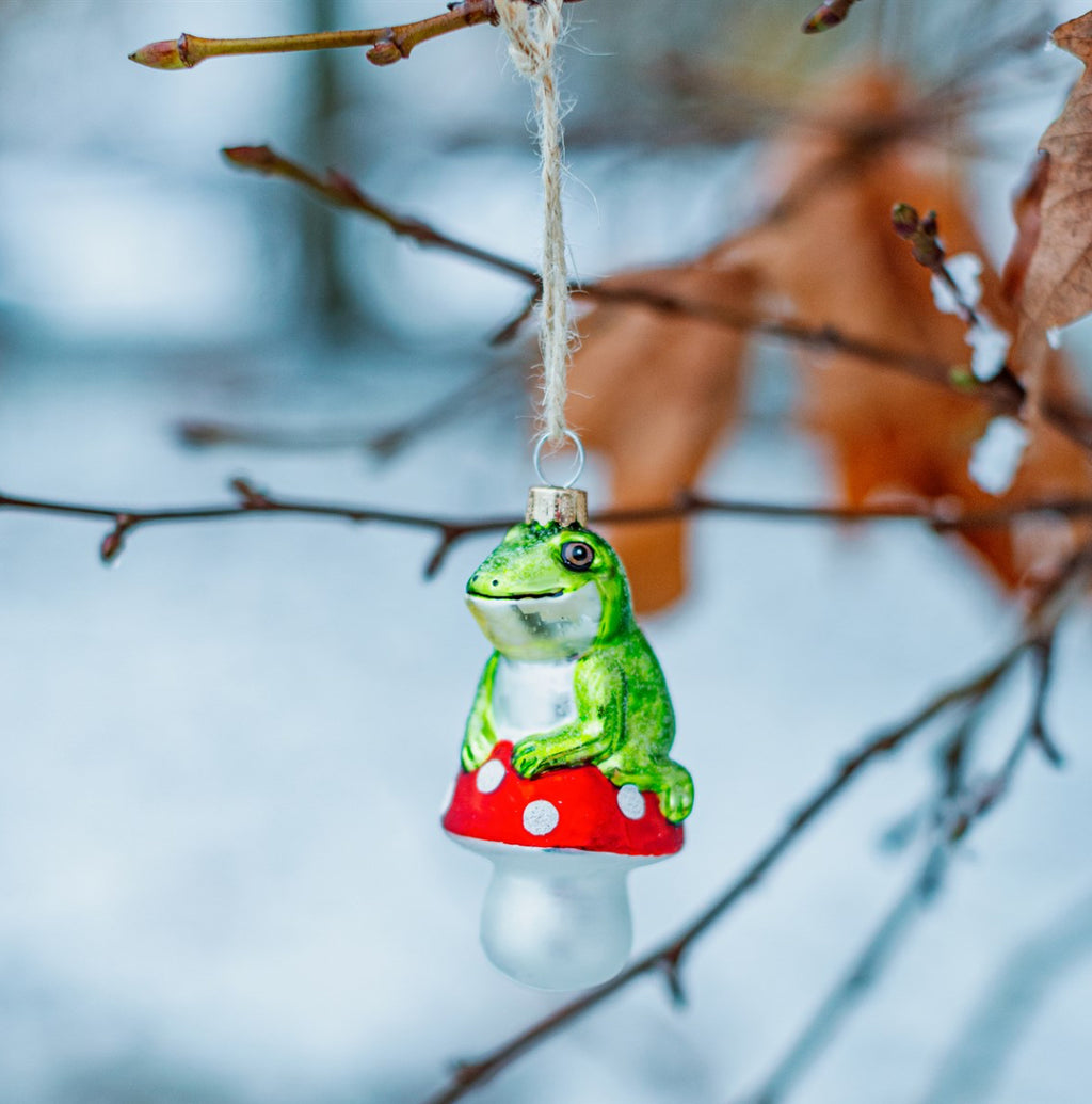Frog On A Mushroom Shaped Bauble