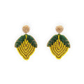 Yellow & Green Beaded Lemon Drop Earrings