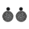 Black Beaded Circle Drop Earrings