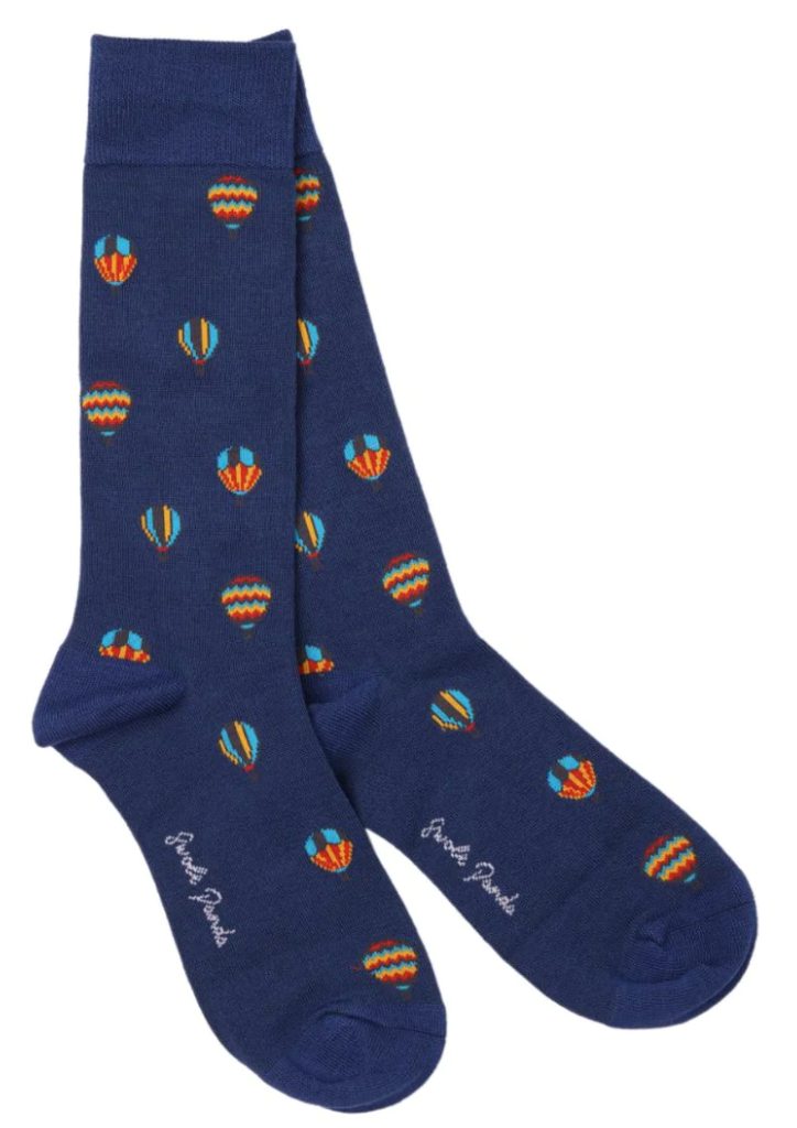 Navy Hot Air Ballon Bamboo Socks