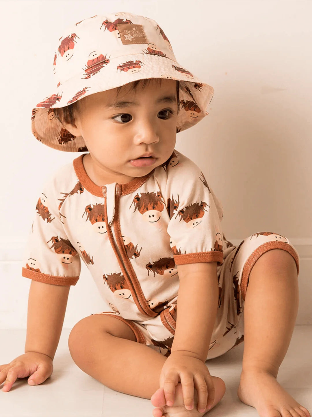 Neutral Highland Cow Summer Hat