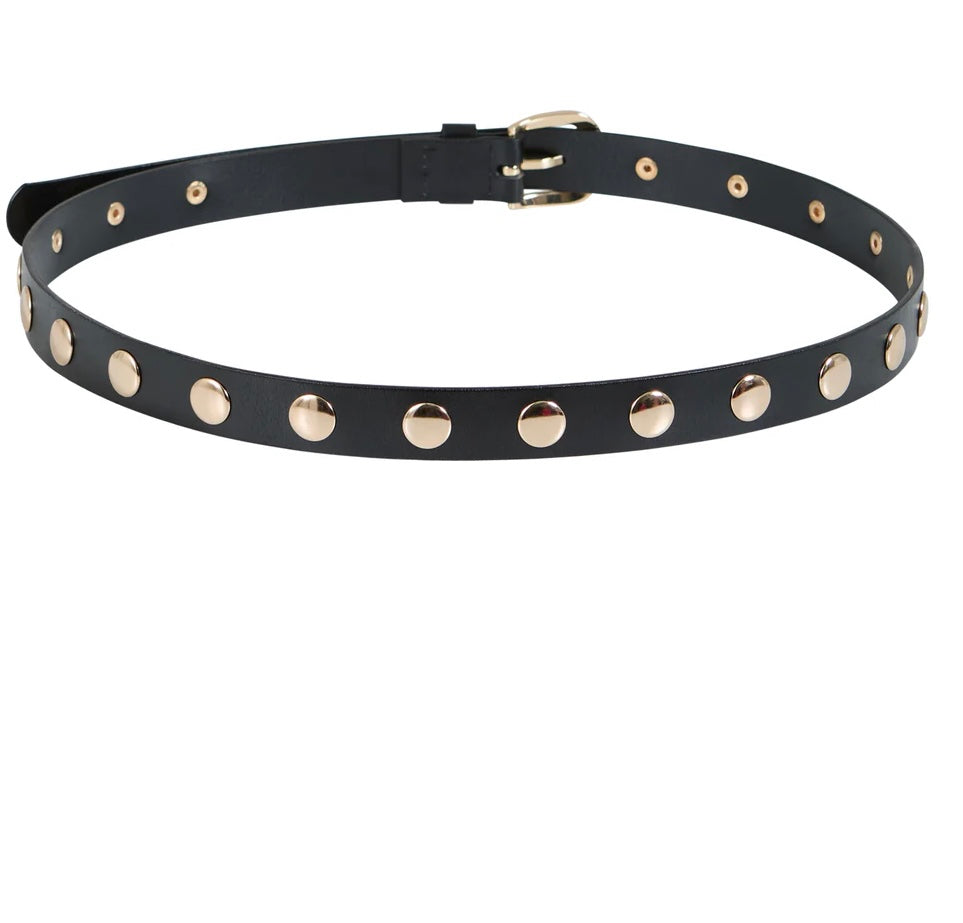 Leather Belt With Silver Studs