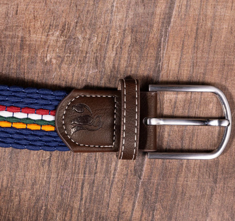 Recycled Woven Belt - Orange/Burgundy Fine Stripe