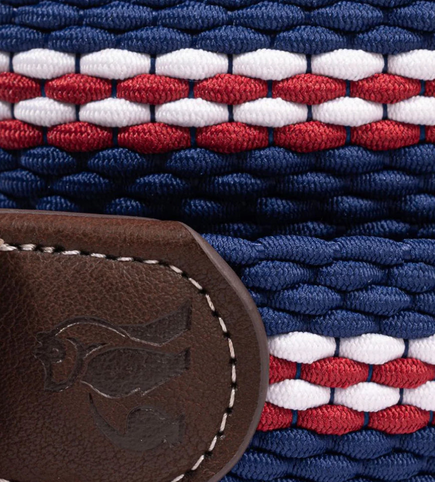 Recycled Woven Belt - Burgundy Fine Stripe