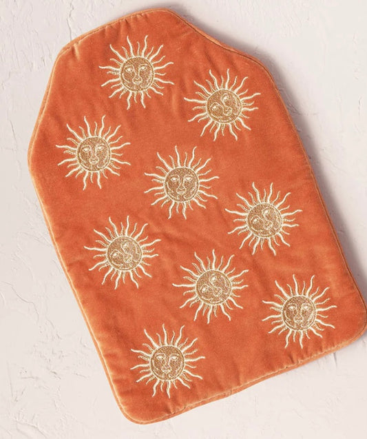 Sun Goddess Velvet Hot Water Bottle - Rust