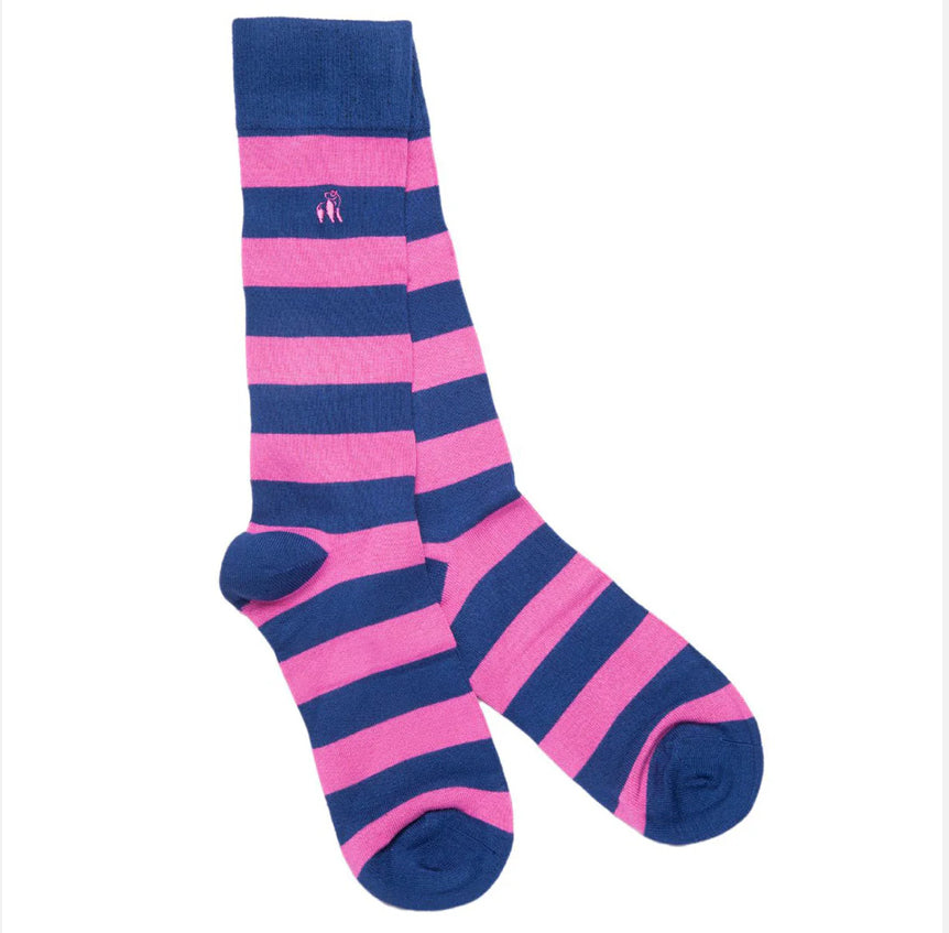 Rich Pink Striped Bamboo Socks