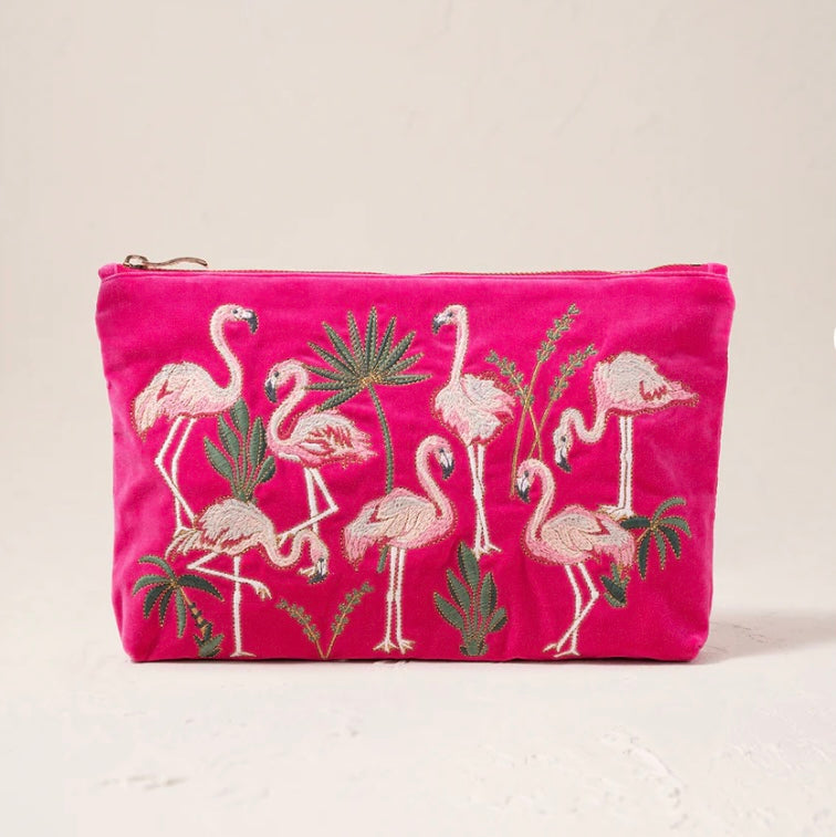 Flamingo Velvet Everyday Pouch - Pink