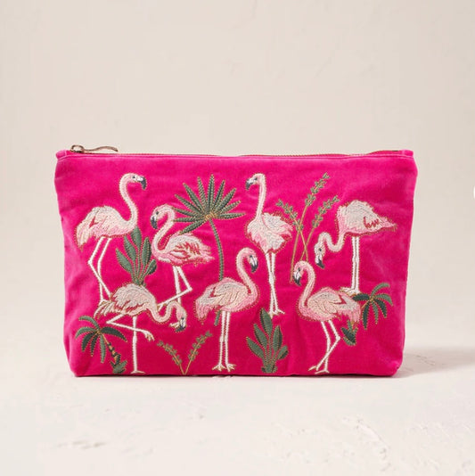 Flamingo Velvet Everyday Pouch - Pink