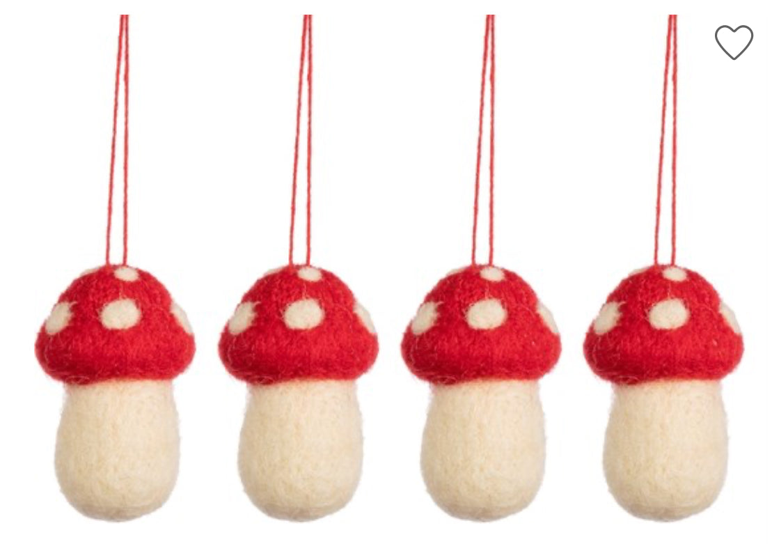 Felt Mushrooms Hanging Decoration - Set of 4