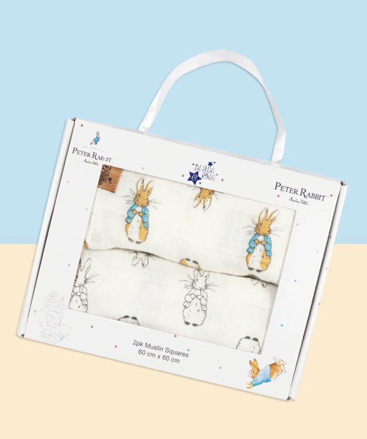 Peter Rabbit Neutral Muslin Squares - Pack Of 2
