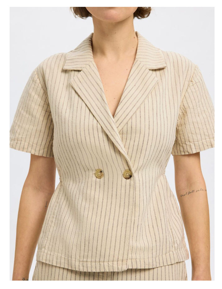 SLFJOHANNE SS STRIPE BELTED TOP
