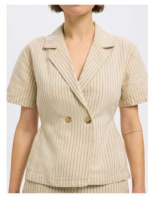 SLFJOHANNE SS STRIPE BELTED TOP